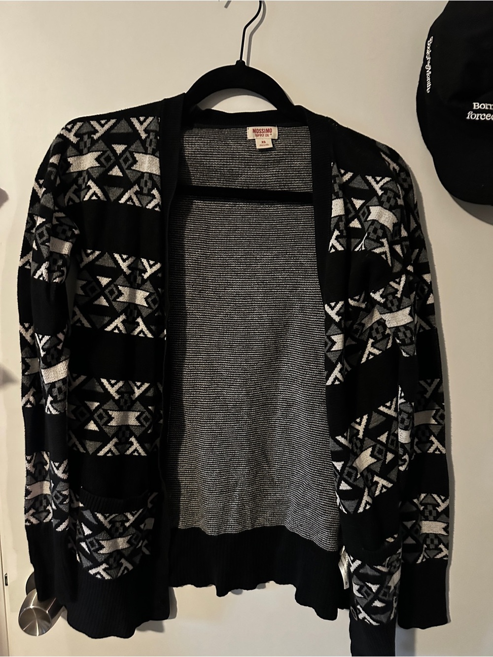 Mossimo Supply Co. Black & Gray Geometric Open Cardigan
